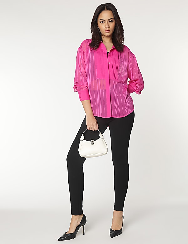 Spread Collar Pleated Shirt