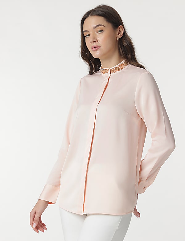 Embellished Mandarin Collar Shirt