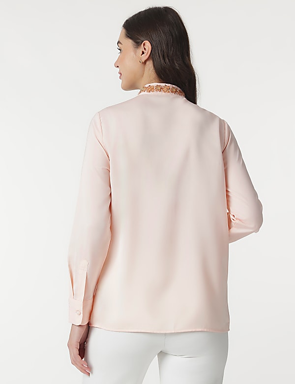 Embellished Mandarin Collar Shirt