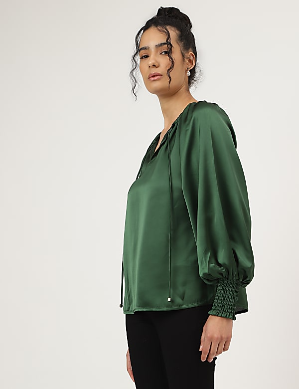 Solid Bishop Sleeves Blouse