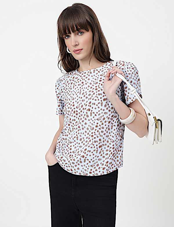 Abstract Round Neck Top