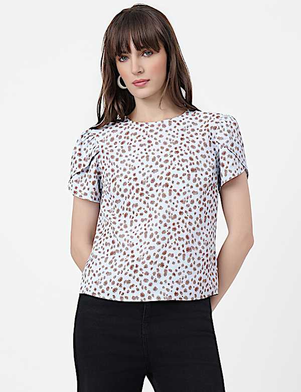 Abstract Round Neck Top