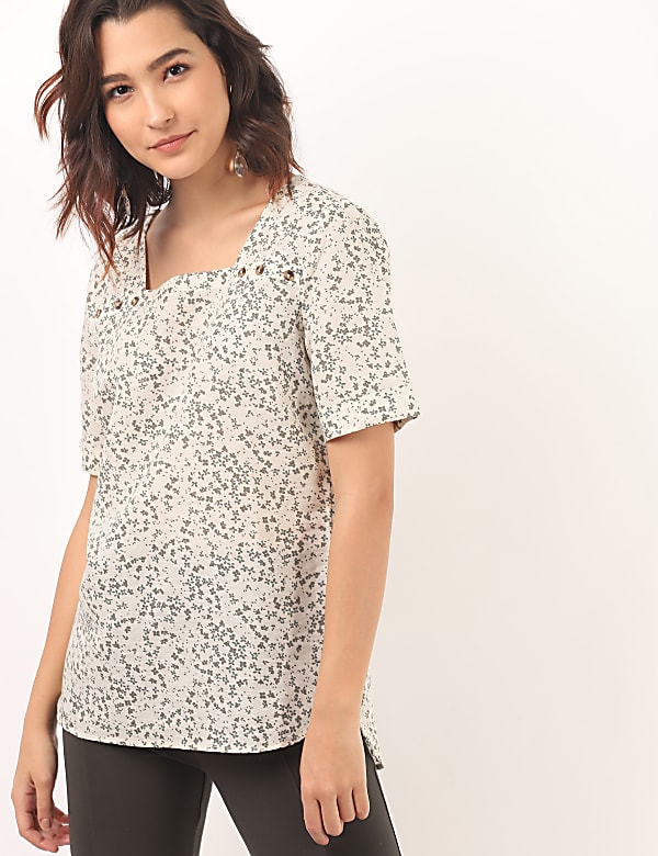 Linen Rich Button Tab Tunic