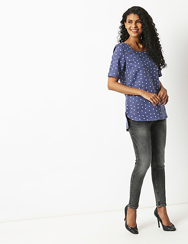Pure Viscose Printed Boat Neck Tunic