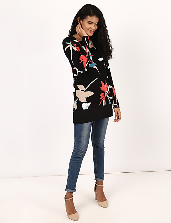 LL Sleeve Slash Neck Print