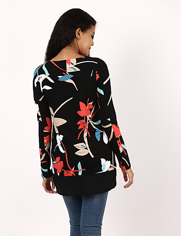 LL Sleeve Slash Neck Print