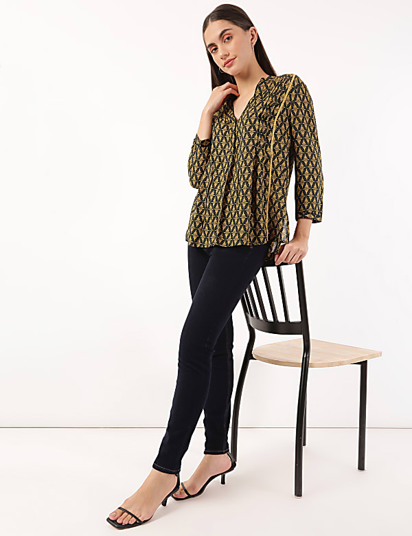 Pure Modal Printed V-Neck Top