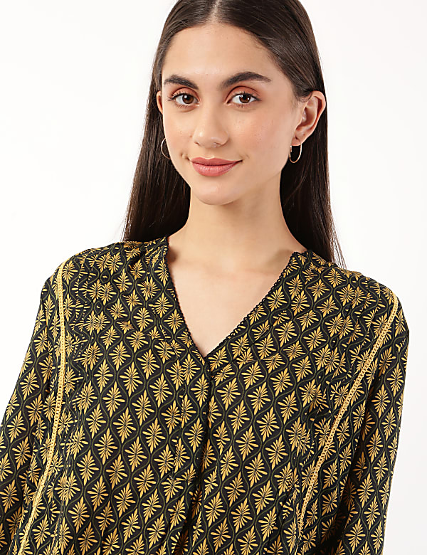 Pure Modal Printed V-Neck Top