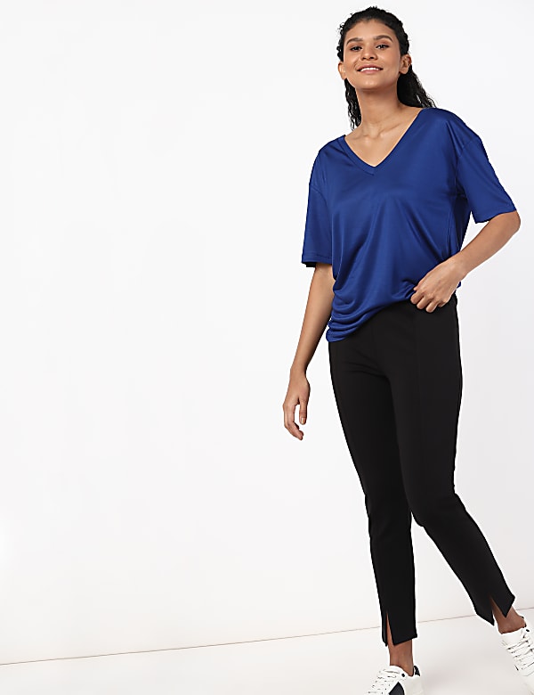 SS Mercerised V Neck Plain Tee