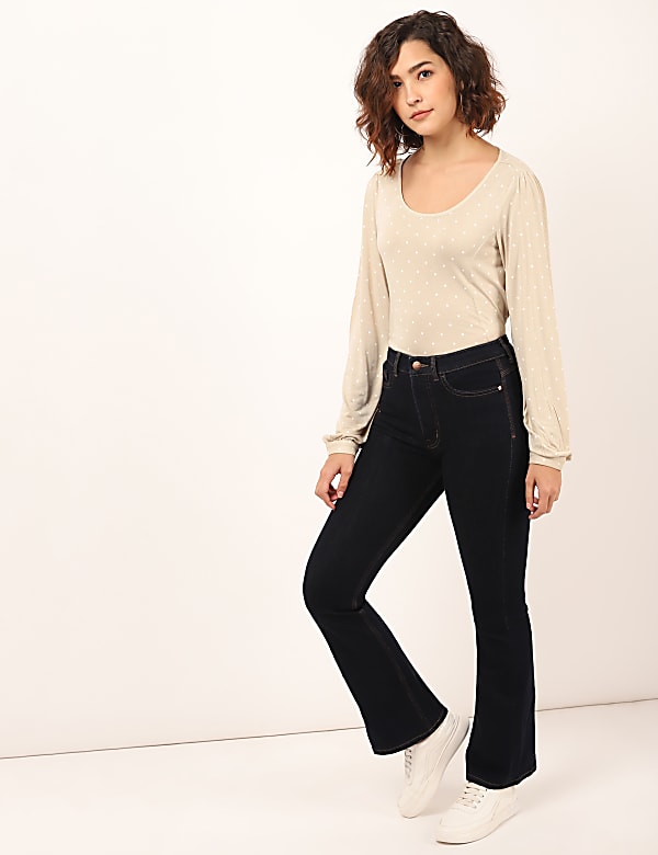 Pure Viscose Polka Dots Keyhole Neck Top