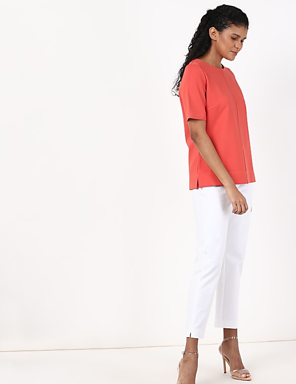 SS Crew Seam Detail Plain Top