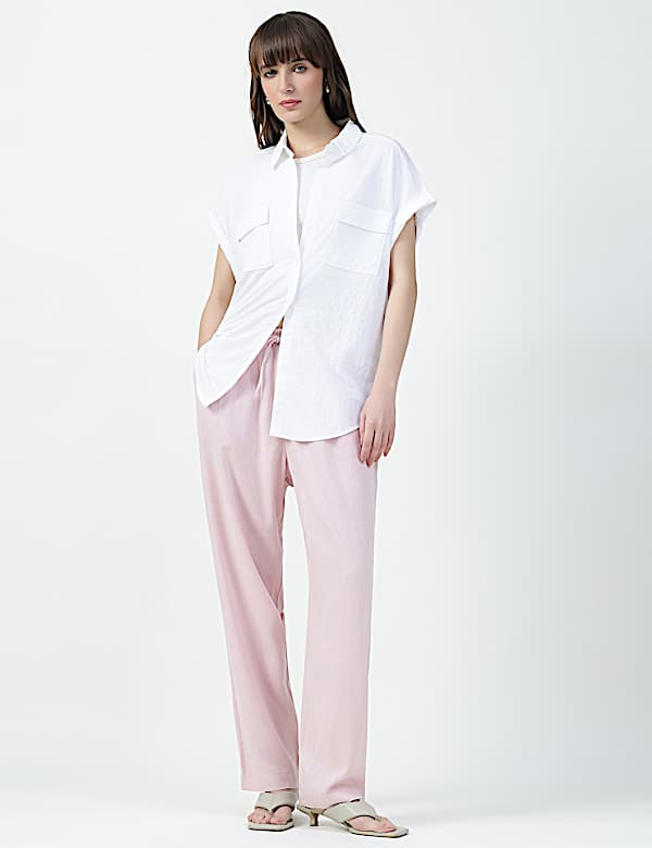 Viscose Rich Plain Spread Collar Shirt