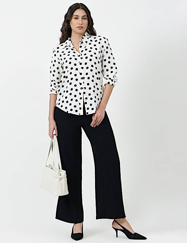 Polka Dots Spread Collar Shirt