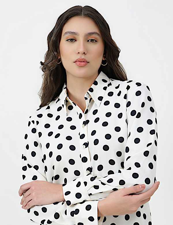 Polka Dots Spread Collar Shirt