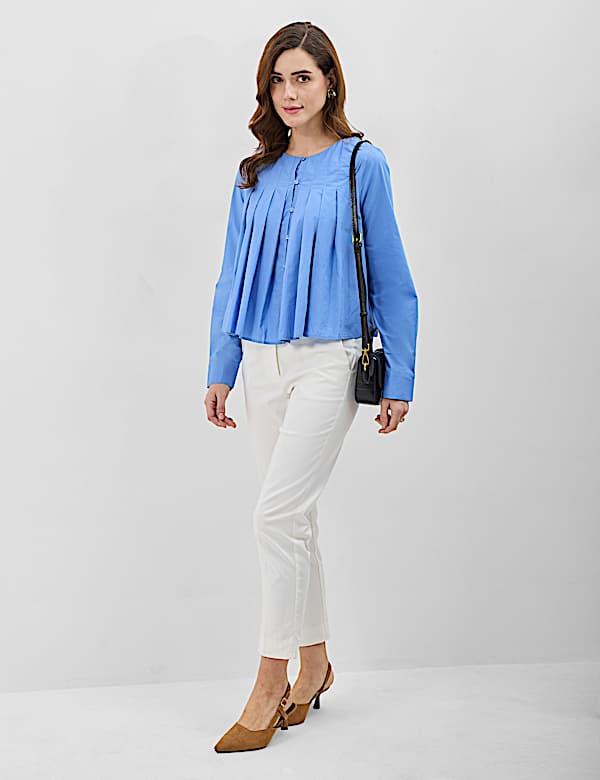 Pure Cotton Pleated Blouse