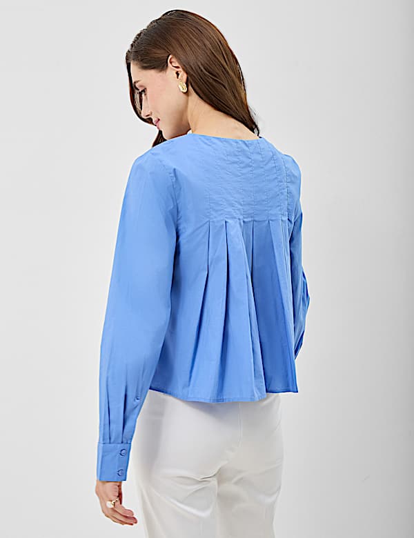 Pure Cotton Pleated Blouse