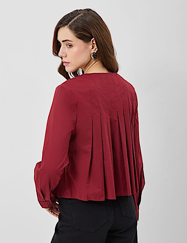 Pure Cotton Pleated Blouse
