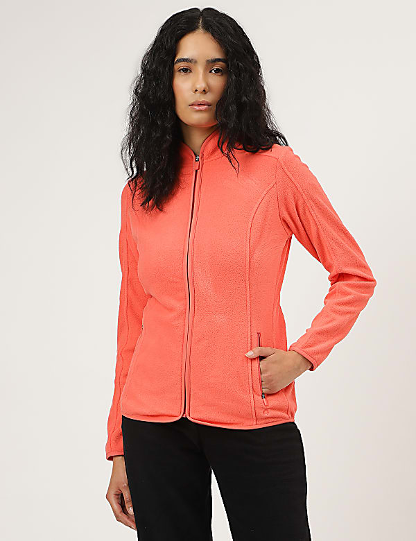 Slim Fit Standing Collar Fleece Jacket