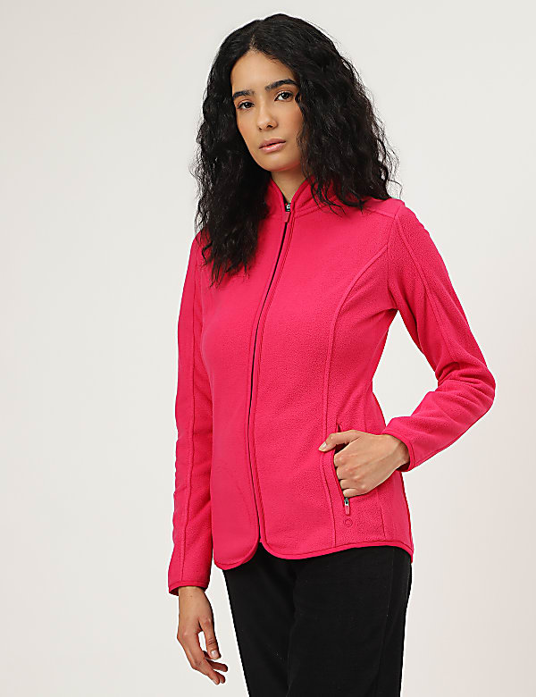 Slim Fit Standing Collar Fleece Jacket