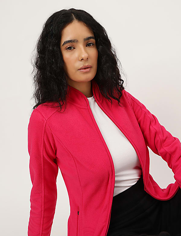 Slim Fit Standing Collar Fleece Jacket