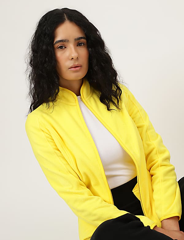 Slim Fit Standing Collar Fleece Jacket