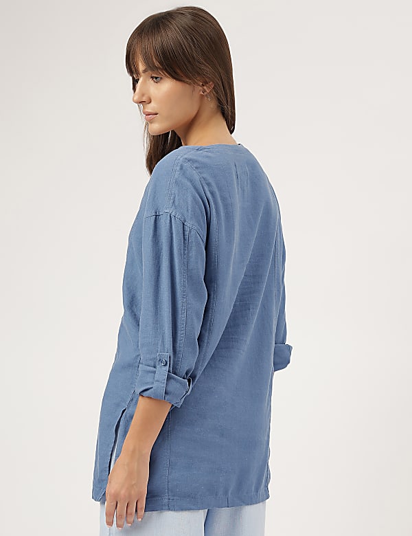 Linen Blend V-Neck Top