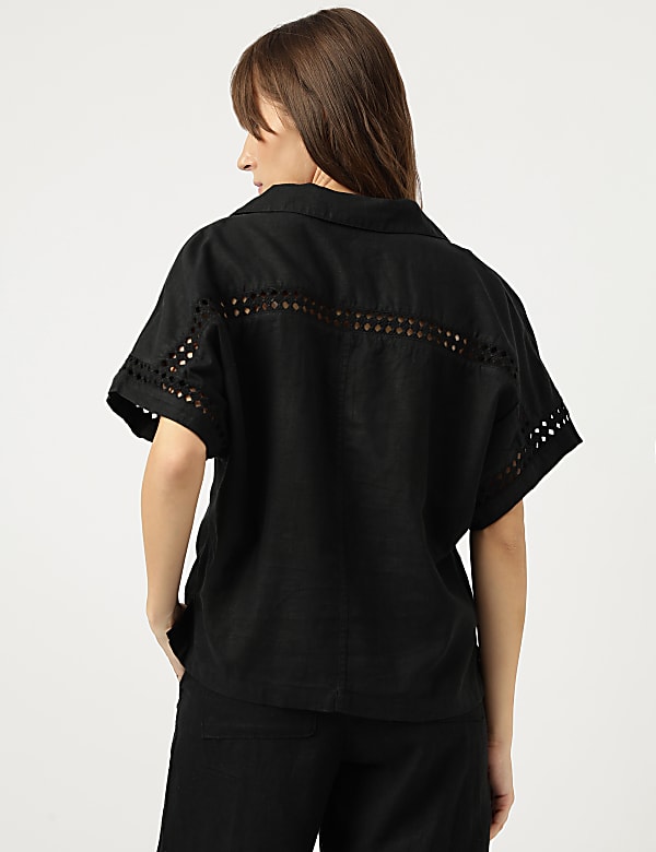Linen Mix Schiffli Embroidery Blouse