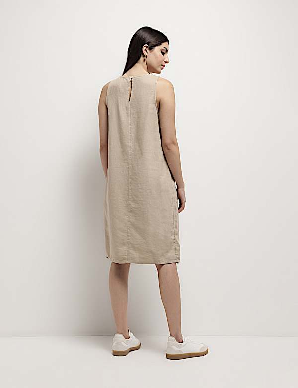 Linen Rich Knee Length Shift Dress