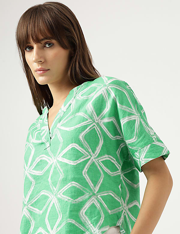 Pure Linen Round Neck Blouse