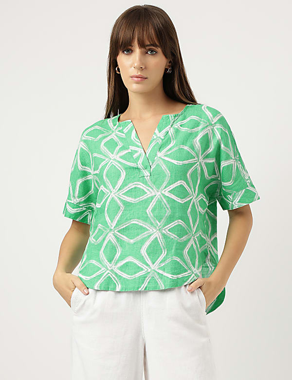 Pure Linen Round Neck Blouse