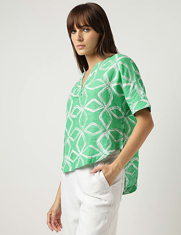 Pure Linen Round Neck Blouse
