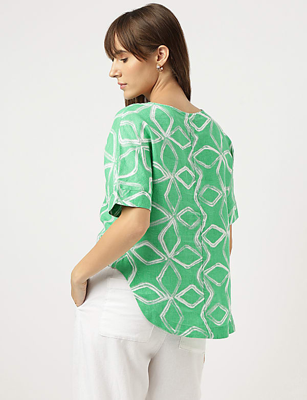 Pure Linen Round Neck Blouse