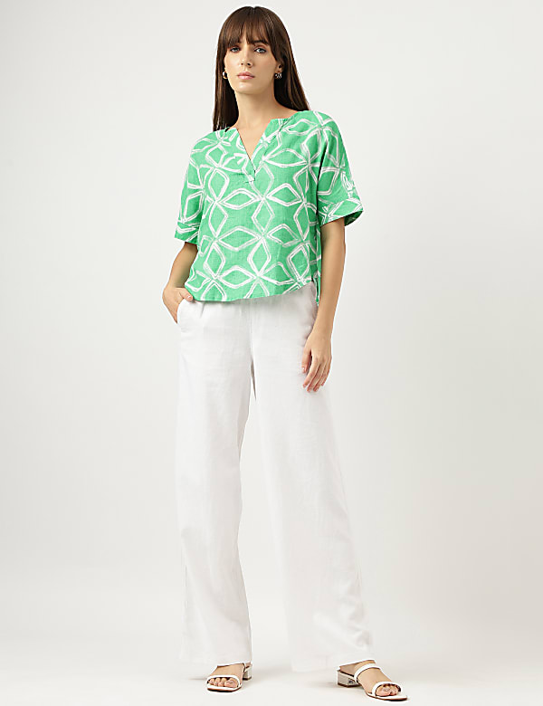 Pure Linen Round Neck Blouse