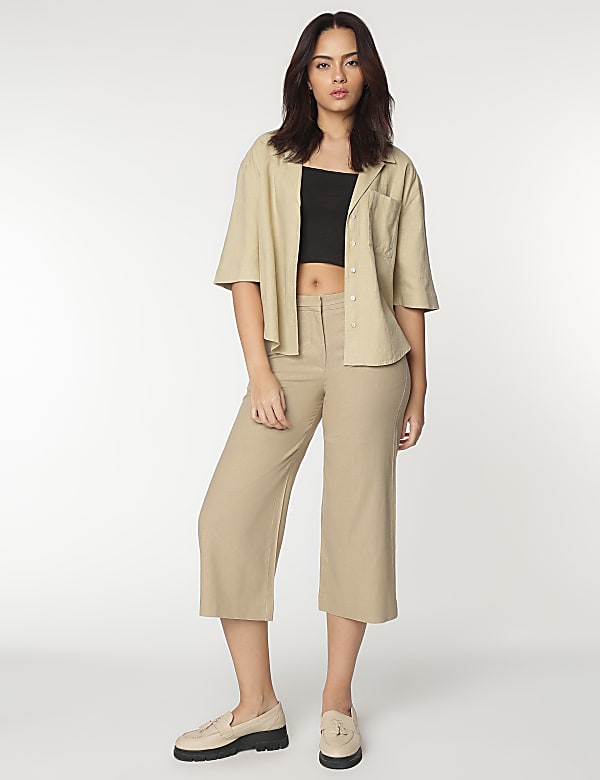 Linen Rich Lapel Collar Shirt