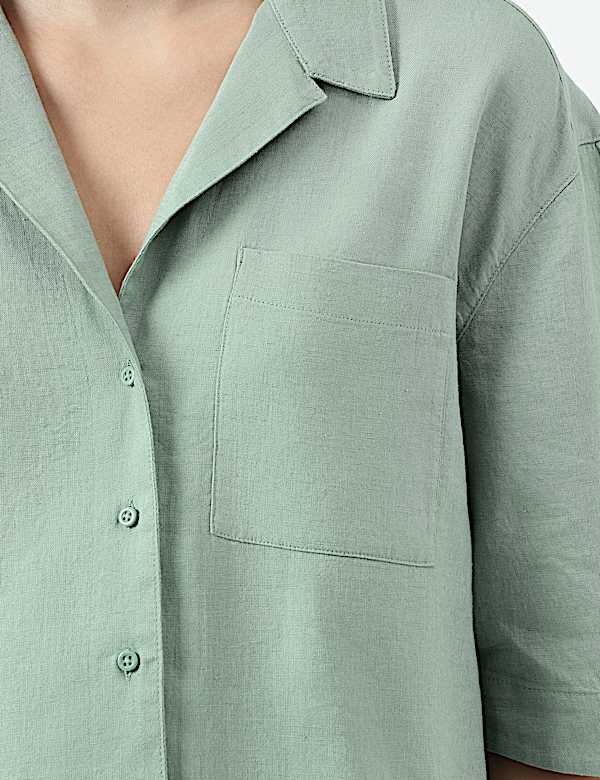 Linen Rich Lapel Collar Shirt