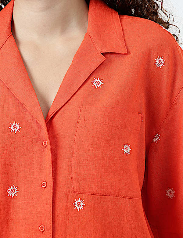 Linen Rich Lapel Collar Shirt