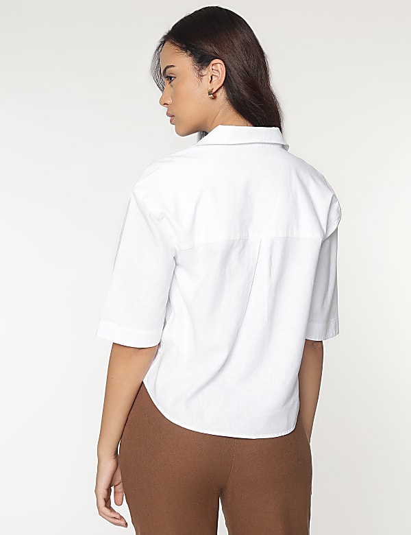 Linen Rich Lapel Collar Shirt