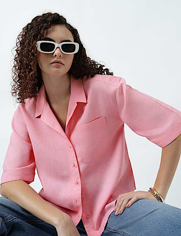 Linen Rich Lapel Collar Shirt