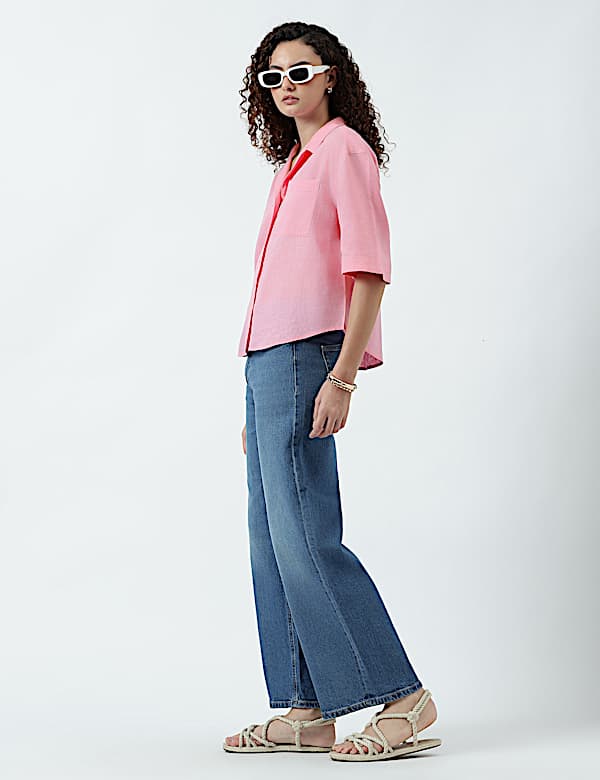 Linen Rich Lapel Collar Shirt