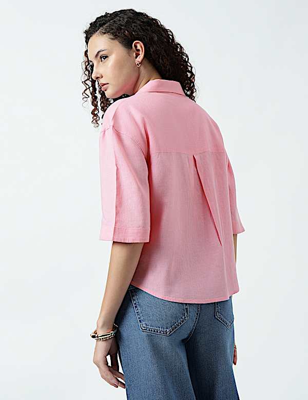 Linen Rich Lapel Collar Shirt