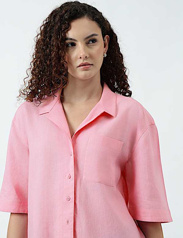 Linen Rich Lapel Collar Shirt