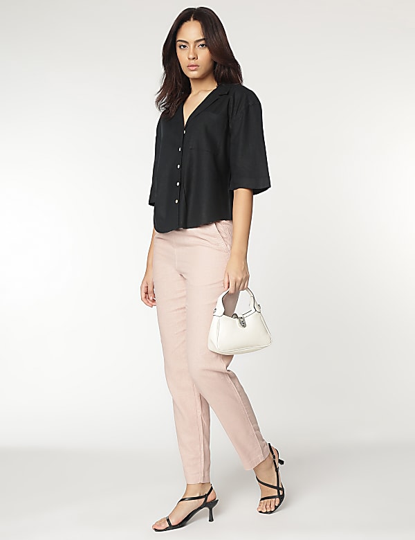 Linen Rich Lapel Collar Shirt