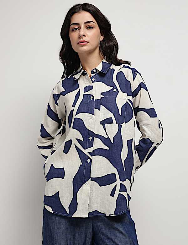 Pure Linen Abstract Printed Shirt