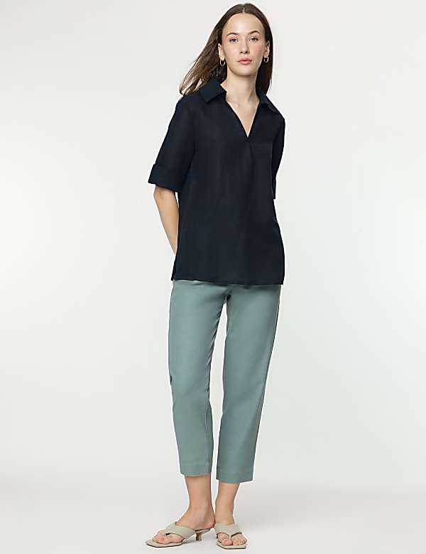 Linen Rich 3/4 Sleeves Top