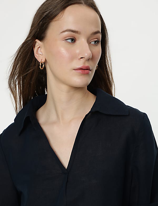 Linen Rich 3/4 Sleeves Top