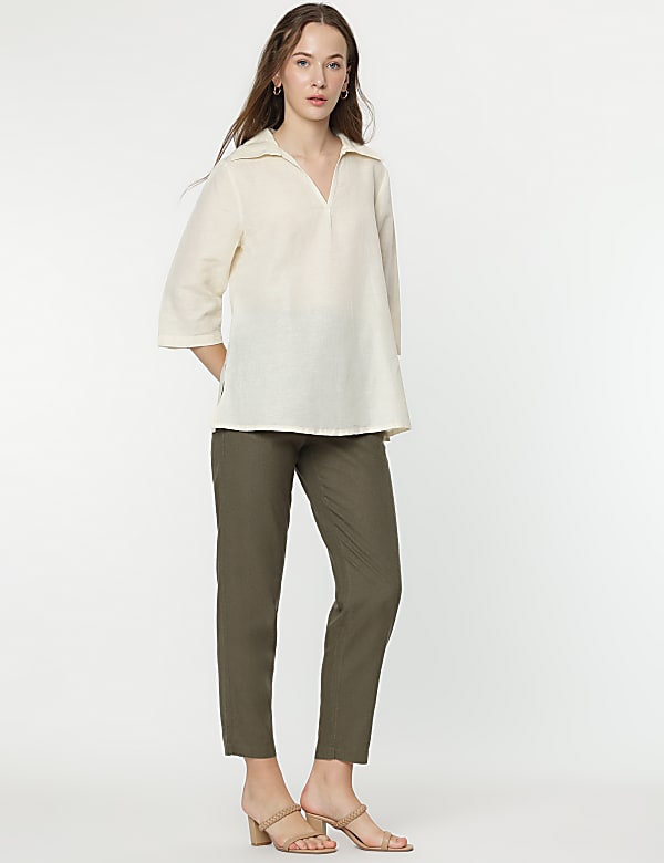 Linen Rich 3/4 Sleeves Top