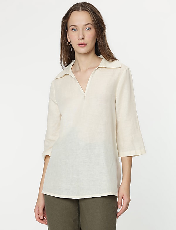 Linen Rich 3/4 Sleeves Top