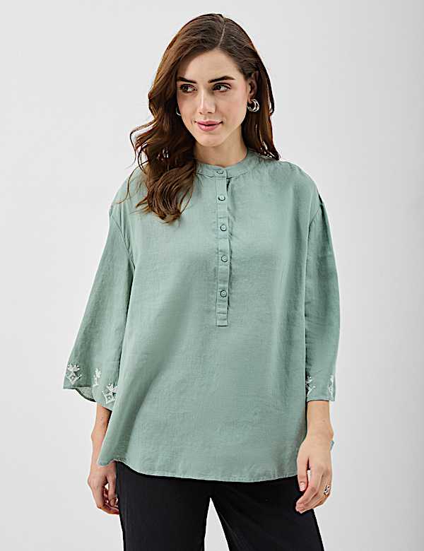 Linen-Rich Embroidered Tunic