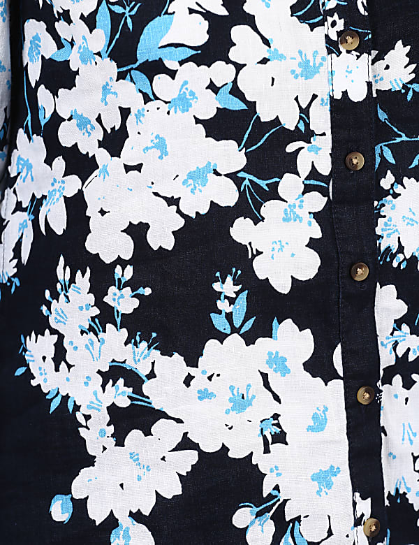 Print Long Sleeve Safari Linen Shirt