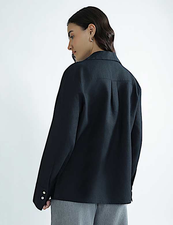 Linen Rich Spread Collar Plain Top